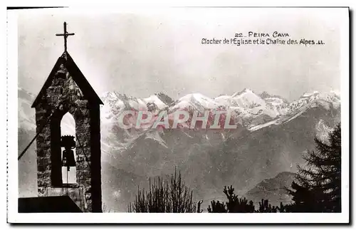 Ansichtskarte AK Peira Cava Clocher de l&#39eglise et la chaine des Alpes