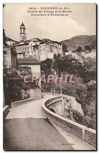 Cartes postales Luceram Entree du Village et le Ravin Excursion a Peira Cava