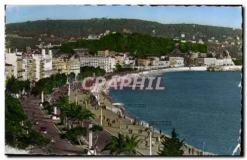 Moderne Karte Nice La Promenade des Anglais La Baie des Anges Au fond le Mont Boron