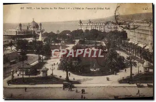 Ansichtskarte AK Nice Les Jardins du Roi Albert 1er L&#39hotel de France et L&#39hotel Ruhl