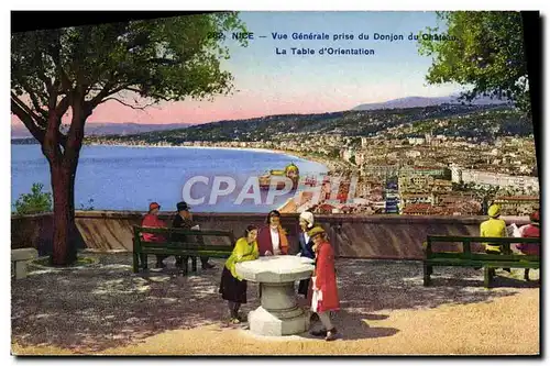 Cartes postales Nice Vue Generale Prise du Donjon du Chateau La table d&#39orientation