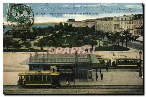 Cartes postales Nice Place Massena et Jardins Vue Prise du Casino Tramway