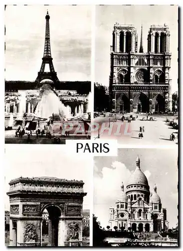 Cartes postales moderne Paris La Tour Eiffel Notre Dame Arc de Triomphe Sacre Coeur Montmartre