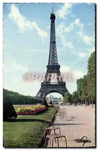 Moderne Karte Paris La Tour Eiffel vue des jardins du Champ de Mars Palais de Chaillot