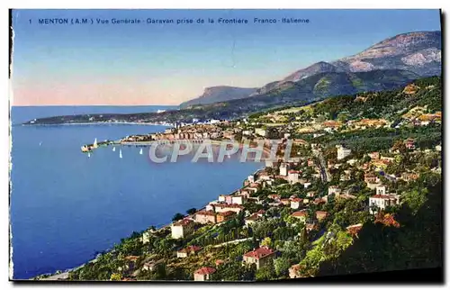 Cartes postales Menton Vue Generale Garavan Prise De La Frontiere franco italienne