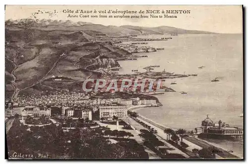 Cartes postales La Cote D&#39Azur Vol D&#39Aeroplane De Nice A Menton