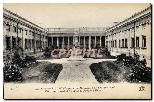 Ansichtskarte AK Amiens La Bibliotheque Et Le Monument De Frederiec Petit