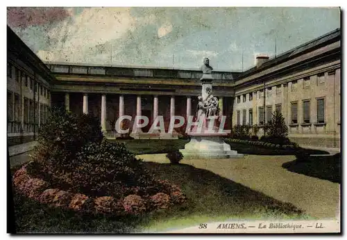 VINTAGE POSTCARD Amiens the library