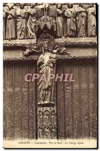 Cartes postales Amiens Cathedrale Portail Sud La Vierge Doree