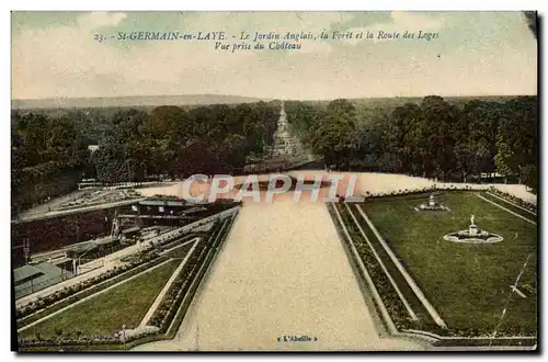 Cartes postales St Germain En Laye Le jardin anglais La foret et la route des loges Vue prise du chateau