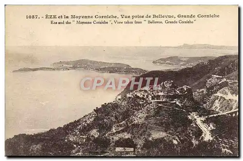 Cartes postales Eze de la moyenne corniche Vue prise de Bellevue Grande Corniche