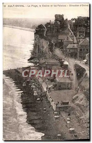 Cartes postales Ault Onival La Plage Le Casino Et Les Falaises Direction D&#39Onival