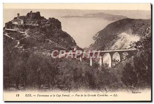 Cartes postales Eze Panorama et le Cap Ferrat Pont et corniche en construction