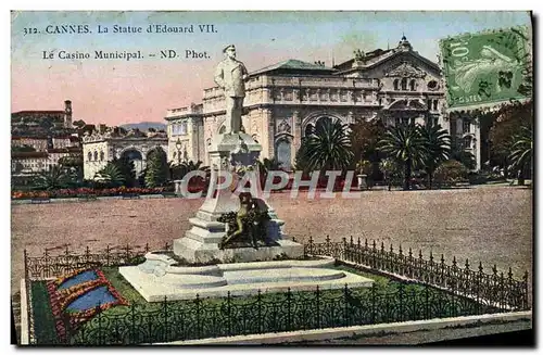 Cartes postales Cannes La Statue d&#39Edouard VII Le casino municipal