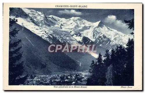 Cartes postales Chamonix Mont Blanc Vue generale et le Mont Blanc