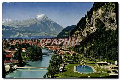 Moderne Karte Interlaken Strandbad Mit Niesen