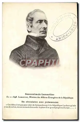 Cartes postales Lamartine Ministre des Affaires Etrangeres