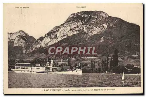 Cartes postales Lac d&#39Annecy Entre Veyrier et Menthon St Bernard Bateau