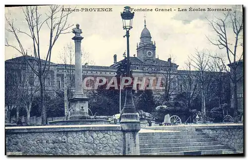 Cartes postales Aix en Provence Fontaine Granet Les Ecoles Normales Attelage Cheval