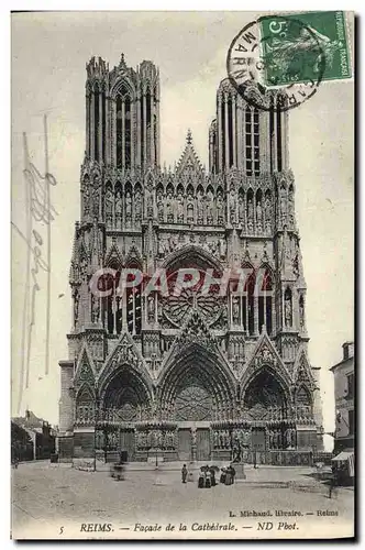 Cartes postales Reims Facade de la Cathedrale