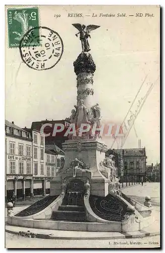 Cartes postales Reims La Fontaine Sube Cafe de la Couture