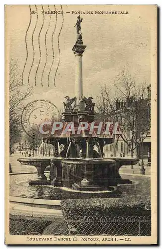 Cartes postales Valence Fontaine Monumentale Boulevard Bancel