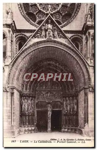 Cartes postales Laon La Cathderale Portail Central