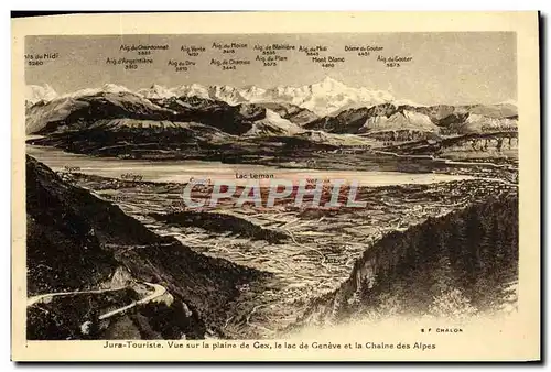 Cartes postales Jura Touriste Vue Sur La Plaine De Gex Le Lac De Geneve et la Chaine des Alpes