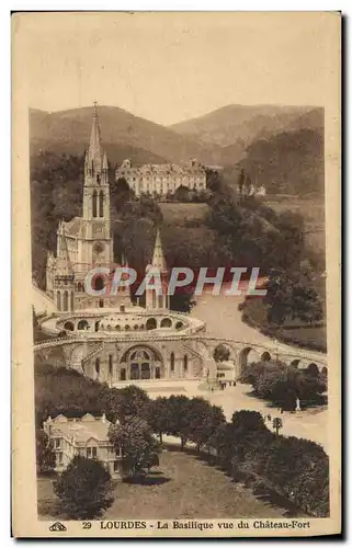 Ansichtskarte AK Lourdes La Basilique Vue Du chateau fort