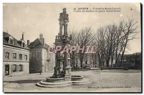 Cartes postales Autun Fontaine Saint Lazare Palais de justice et place Saint Louis