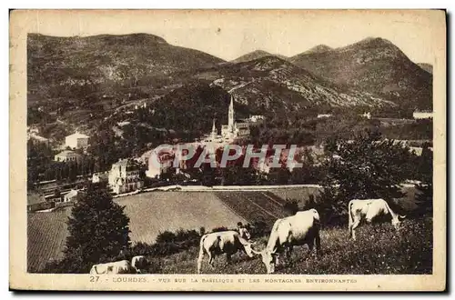 Cartes postales Lourdes Vue Sur La Basilique Et Les Montagnes Environnantes