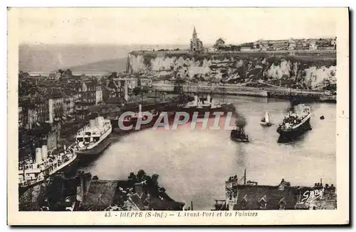 Cartes postales Dieppe L&#39Arant Port Et Les Falaises Bateaux