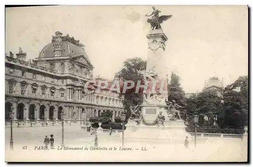 Ansichtskarte AK Paris Le Monument De Gambetta Et Le Louvre