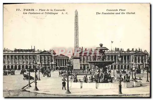 Ansichtskarte AK Paris Place De La Concorde Les Fontaines Et I&#39Obelisque