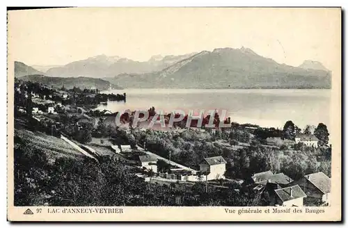 Cartes postales Lac D&#39Annecy Veyrier Vue Generale Et Massif Des Bauges