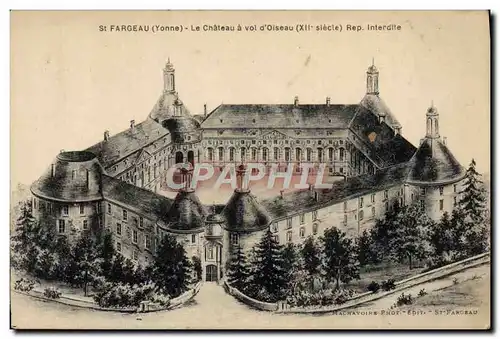 Cartes postales St Fargeau Le Chateau A Vol D'Oiseau