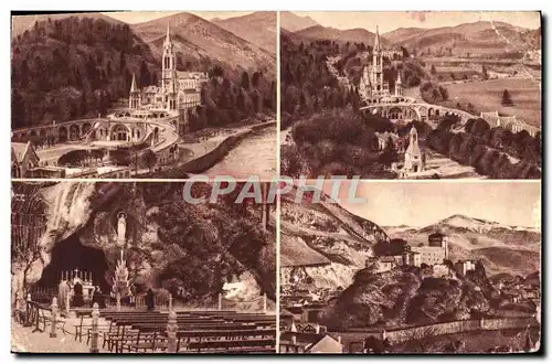 Cartes postales Lourdes La Basilique La Grotte Et Le Chateau Fort