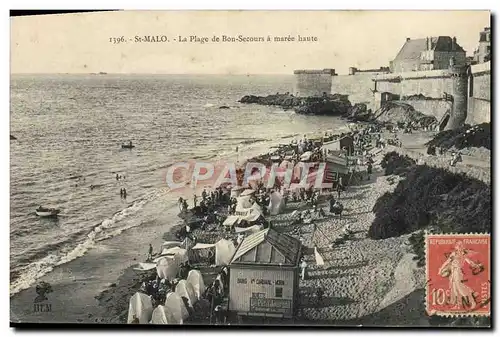 Cartes postales St Malo La Plage De Bon Secours A Maree Haute