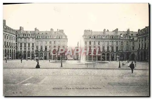 Cartes postales Rennes Place Du Palais Et Rue De Bourbon