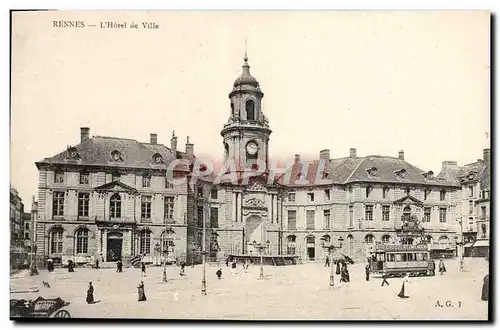 Cartes postales Rennes L&#39Hotel De Ville Tramway