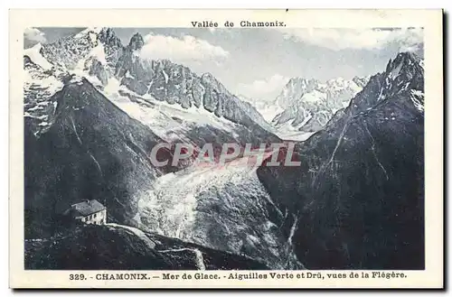 Cartes postales Chamonix Mer De Glace Aiguilles Verte Et Dru Vues De La Flegere