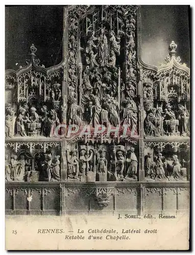 Cartes postales Rennes La Cathedrale Lateral Droit Retable d&#39une chapelle