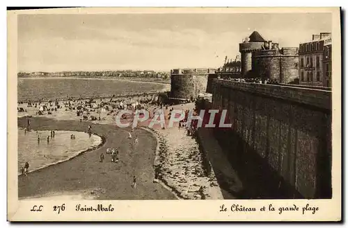 Ansichtskarte AK Saint Malo Le Chateau Et La Grande plage