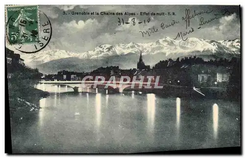 Cartes postales Grenoble Et La Chaine Des Alpes Effet De Nuit