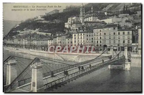 Ansichtskarte AK Grenoble Le Nouveau Pont De Fer Suspendu Et Le Quai Perriere