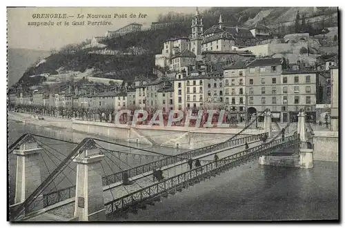 Cartes postales Grenoble Le Nouveau Pont De Fer Suspendu Et Le Quai Perriere