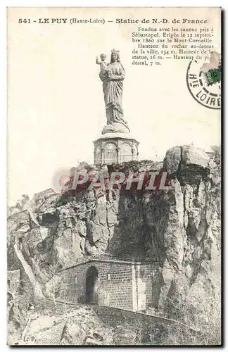 Cartes postales Le Puy Statue de Notre Dame de France