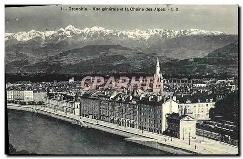 Ansichtskarte AK Grenoble Vue Generale et la Chaine des Alpes