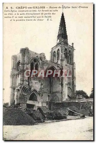 Cartes postales Crepy en Valois Ruines de L'Eglise Saint Thomas Militaria
