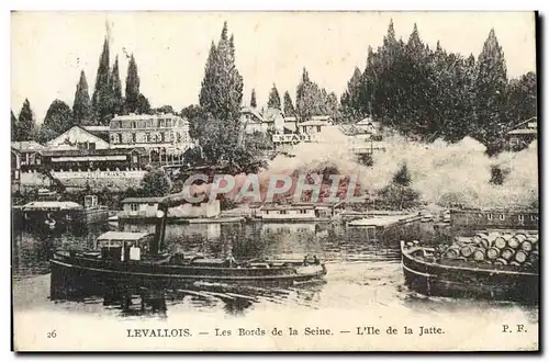 Cartes postales Levalloios Les Bords de la Seine L&#39ile de la Jatte Bateau